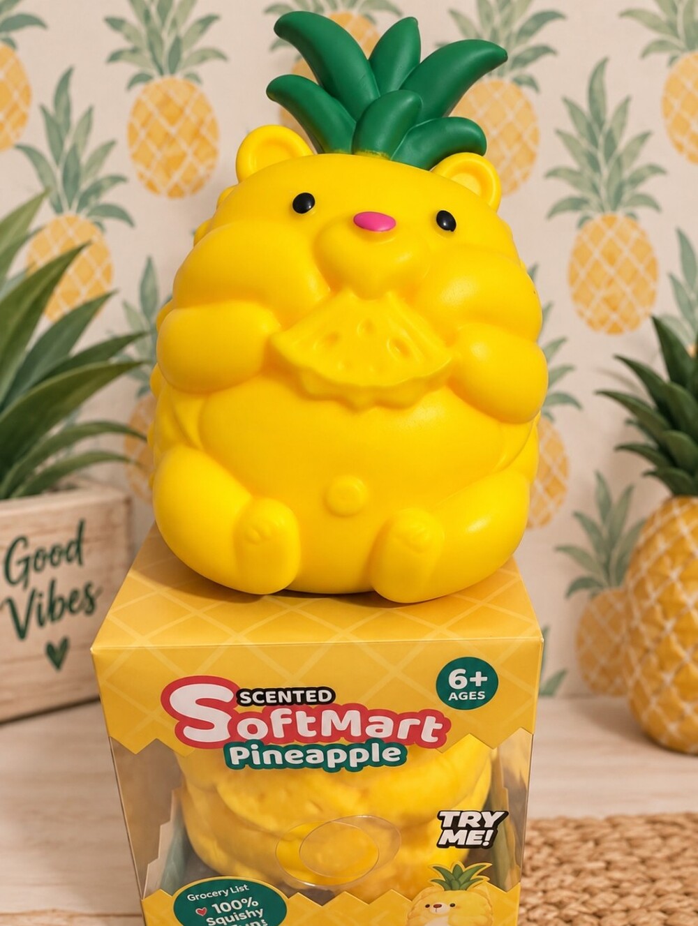 NIB Unique, Hard To Find SoftMart Squishy Pineapple